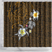 Hawaiian Turtle and Plumeria Shower Curtain Polynesian Tattoo and Tribal Elements Pattern Orange Color LT03 - Polynesian Pride
