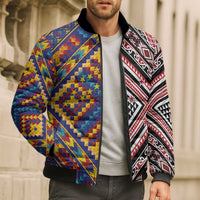 Tuvaluan and New Zealand Culture Bomber Puffer Jacket The Art of Kolose and Taniko - Polynesian Pride
