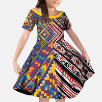 Tuvaluan and New Zealand Culture Family Matching Mermaid Dress and Hawaiian Shirt The Art of Kolose and Taniko - Polynesian Pride