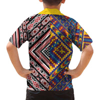 Tuvaluan and New Zealand Culture Family Matching Off The Shoulder Long Sleeve Dress and Hawaiian Shirt The Art of Kolose and Taniko - Polynesian Pride