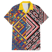 Tuvaluan and New Zealand Culture Family Matching Off Shoulder Short Dress and Hawaiian Shirt The Art of Kolose and Taniko - Polynesian Pride