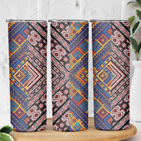 Tuvaluan and New Zealand Culture Skinny Tumbler The Art of Kolose and Taniko - Polynesian Pride