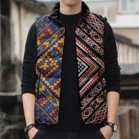 Tuvaluan and New Zealand Culture Sleeveless Puffer Jacket The Art of Kolose and Taniko - Polynesian Pride