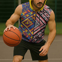 Tuvaluan and New Zealand Culture Sleeveless Zip Hoodie The Art of Kolose and Taniko - Polynesian Pride