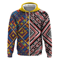 Tuvaluan and New Zealand Culture Zip Hoodie The Art of Kolose and Taniko - Polynesian Pride