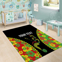 Personalised Vanuatu Running Area Rug Footprint and Hibiscus Polynesian Style
