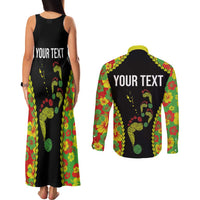 Personalised Vanuatu Running Couples Matching Tank Maxi Dress and Long Sleeve Button Shirt Footprint and Hibiscus Polynesian Style LT03 - Polynesian Pride