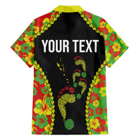 Personalised Vanuatu Running Family Matching Puletasi and Hawaiian Shirt Footprint and Hibiscus Polynesian Style