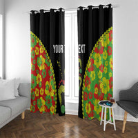 Personalised Vanuatu Running Window Curtain Footprint and Hibiscus Polynesian Style