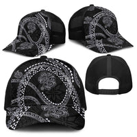 Hawaiian Kakau Art and Hisbiscus Tattoo Baseball Net Cap Tribal Pattern-Silver Style LT03 - Polynesian Pride