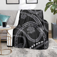 Hawaiian Kakau Art and Hisbiscus Tattoo Blanket Tribal Pattern-Silver Style - Polynesian Pride