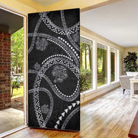 Hawaiian Kakau Art and Hisbiscus Tattoo Door Cover Tribal Pattern-Silver Style - Polynesian Pride