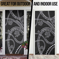 Hawaiian Kakau Art and Hisbiscus Tattoo Door Cover Tribal Pattern-Silver Style - Polynesian Pride