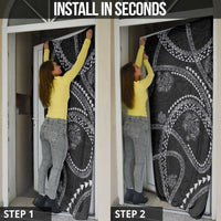 Hawaiian Kakau Art and Hisbiscus Tattoo Door Cover Tribal Pattern-Silver Style - Polynesian Pride