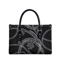Hawaiian Kakau Art and Hisbiscus Tattoo Leather Bag Tribal Pattern-Silver Style - Polynesian Pride