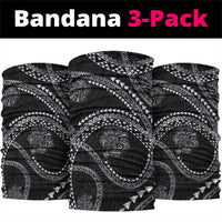 Hawaiian Kakau Art and Hisbiscus Tattoo Neck Gaiter Tribal Pattern-Silver Style - Polynesian Pride