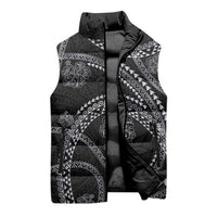 Hawaiian Kakau Art and Hisbiscus Tattoo Sleeveless Puffer Jacket Tribal Pattern-Silver Style - Polynesian Pride