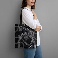 Hawaiian Kakau Art and Hisbiscus Tattoo Tote Bag Tribal Pattern-Silver Style - Polynesian Pride