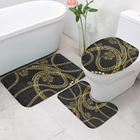 Hawaiian Kakau Art and Hisbiscus Tattoo Bathroom Set Tribal Pattern-Gold Style - Polynesian Pride