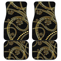 Hawaiian Kakau Art and Hisbiscus Tattoo Car Mats Tribal Pattern-Gold Style - Polynesian Pride