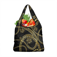 Hawaiian Kakau Art and Hisbiscus Tattoo Grocery Bag Tribal Pattern-Gold Style - Polynesian Pride