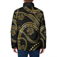 Hawaiian Kakau Art and Hisbiscus Tattoo Padded Jacket Tribal Pattern-Gold Style - Polynesian Pride