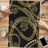 Hawaiian Kakau Art and Hisbiscus Tattoo Puzzle Tribal Pattern-Gold Style - Polynesian Pride