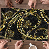 Hawaiian Kakau Art and Hisbiscus Tattoo Puzzle Tribal Pattern-Gold Style - Polynesian Pride