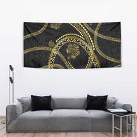 Hawaiian Kakau Art and Hisbiscus Tattoo Tapestry Tribal Pattern-Gold Style - Polynesian Pride