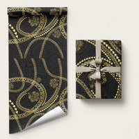 Hawaiian Kakau Art and Hisbiscus Tattoo Wrapping Paper Tribal Pattern-Gold Style - Polynesian Pride