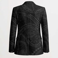 Hawaiian Kakau Art and Hisbiscus Tattoo Blazer Tribal Pattern-Black Gradient Style - Polynesian Pride