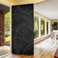 Hawaiian Kakau Art and Hisbiscus Tattoo Door Cover Tribal Pattern-Black Gradient Style - Polynesian Pride