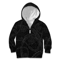 Hawaiian Kakau Art and Hisbiscus Tattoo Kid Hoodie Tribal Pattern-Black Gradient Style - Polynesian Pride