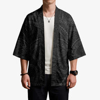 Hawaiian Kakau Art and Hisbiscus Tattoo Kimono Tribal Pattern-Black Gradient Style - Polynesian Pride