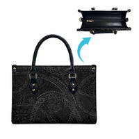 Hawaiian Kakau Art and Hisbiscus Tattoo Leather Bag Tribal Pattern-Black Gradient Style - Polynesian Pride