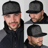 Hawaiian Kakau Art and Hisbiscus Tattoo Mesh Trucker Cap Tribal Pattern-Black Gradient Style - Polynesian Pride