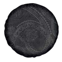 Hawaiian Kakau Art and Hisbiscus Tattoo Spare Tire Cover Tribal Pattern-Black Gradient Style - Polynesian Pride