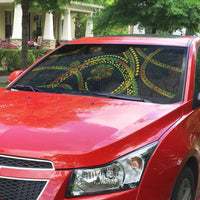 Hawaiian Kakau Art and Hisbiscus Tattoo Auto Sun Shade Tribal Pattern-Reggae Style - Polynesian Pride