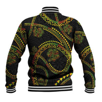Hawaiian Kakau Art and Hisbiscus Tattoo Baseball Jacket Tribal Pattern-Reggae Style - Polynesian Pride