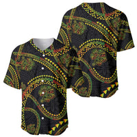 Hawaiian Kakau Art and Hisbiscus Tattoo Baseball Jersey Tribal Pattern-Reggae Style - Polynesian Pride