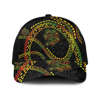 Hawaiian Kakau Art and Hisbiscus Tattoo Baseball Net Cap Tribal Pattern-Reggae Style LT03 One Size Black Black - Polynesian Pride