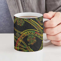 Hawaiian Kakau Art and Hisbiscus Tattoo Ceramic Mug Tribal Pattern-Reggae Style - Polynesian Pride