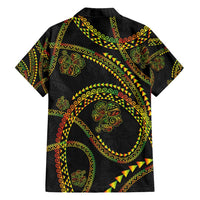 Hawaiian Kakau Art and Hisbiscus Tattoo Family Matching Long Sleeve Bodycon Dress and Hawaiian Shirt Tribal Pattern-Reggae Style - Polynesian Pride
