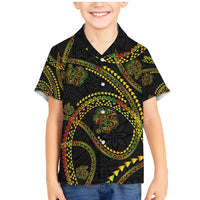Hawaiian Kakau Art and Hisbiscus Tattoo Family Matching Mermaid Dress and Hawaiian Shirt Tribal Pattern-Reggae Style - Polynesian Pride