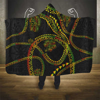 Hawaiian Kakau Art and Hisbiscus Tattoo Hooded Blanket Tribal Pattern-Reggae Style - Polynesian Pride