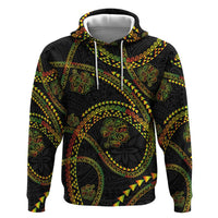 Hawaiian Kakau Art and Hisbiscus Tattoo Hoodie Tribal Pattern-Reggae Style - Polynesian Pride