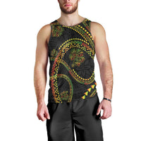 Hawaiian Kakau Art and Hisbiscus Tattoo Men Tank Top Tribal Pattern-Reggae Style - Polynesian Pride