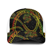 Hawaiian Kakau Art and Hisbiscus Tattoo Mesh Trucker Cap Tribal Pattern-Reggae Style - Polynesian Pride