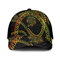 Hawaiian Kakau Art and Hisbiscus Tattoo Mesh Trucker Cap Tribal Pattern-Reggae Style LT03 One Size Black Black - Polynesian Pride