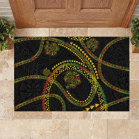 Hawaiian Kakau Art and Hisbiscus Tattoo Rubber Doormat Tribal Pattern-Reggae Style - Polynesian Pride